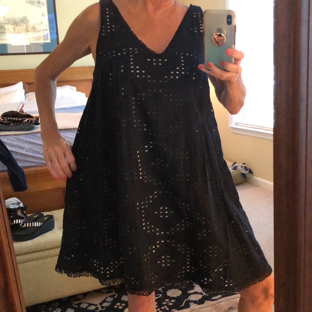 Anthropologie Black Eyelet Swing Dress
